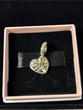 Pandora Two-Tone Heart Tree Charm in Silver and Gold (Retired) Authentic